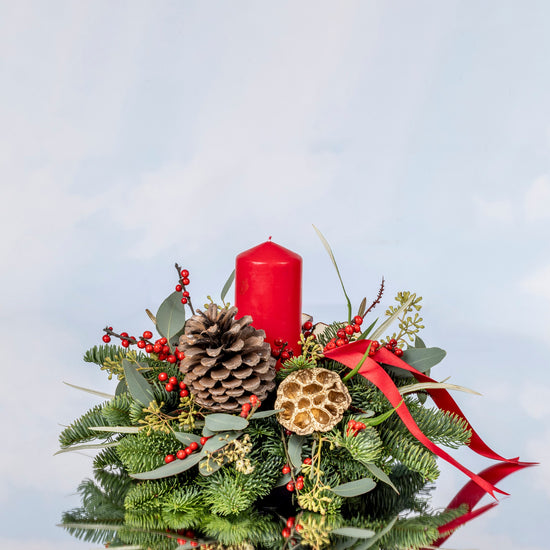 CENTROS DE MESA NAVIDEÑOS CON VELAS ROJAS "AROMAS DE INVIERNO"