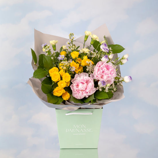 BURBUJA DE PEONIAS SARAH BERNHARDT Y ROSA SPRAY